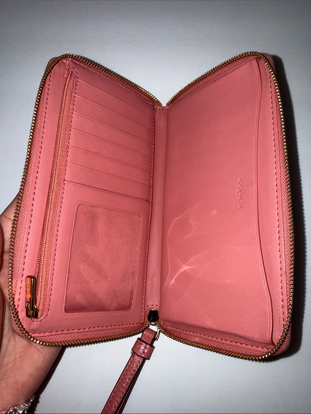 Coach Pink Signature Jacquard Wristlet Wallet - Picture 4 of 5